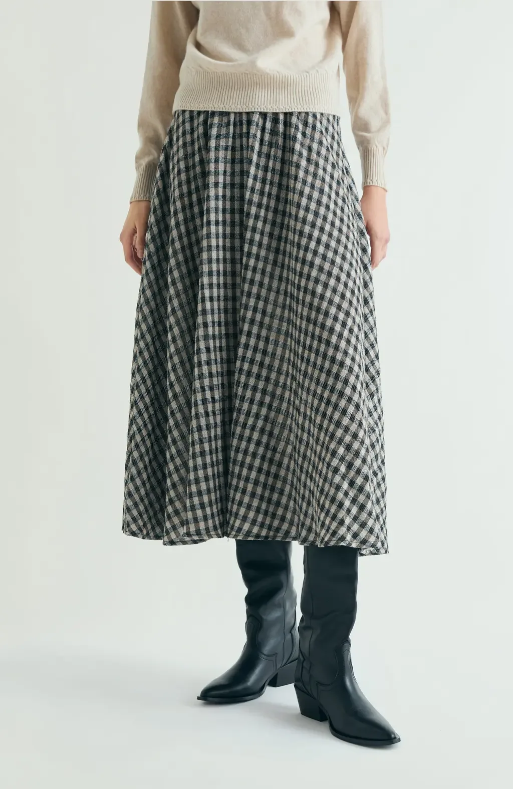 Plaid Midi Skirt