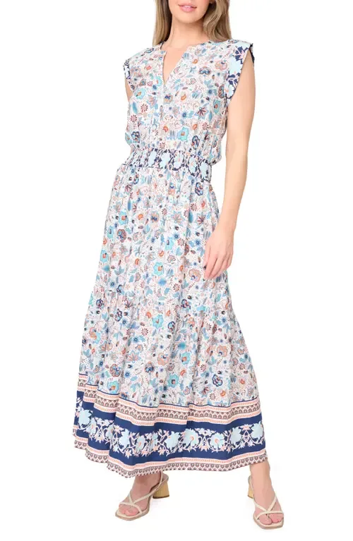 Bohemian Floral Smocked Waist Dress by GIBSONLOOK