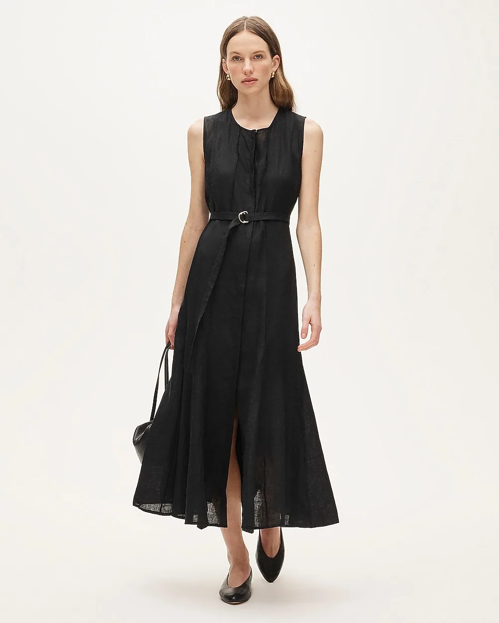 Seamed Linen Dress with Removable Belt by J.Crew
