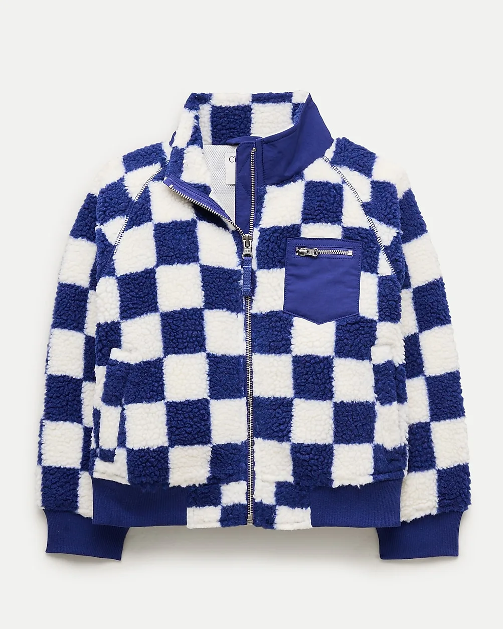 Zip-Up Sherpa Jacket in Checkerboard by J.Crew