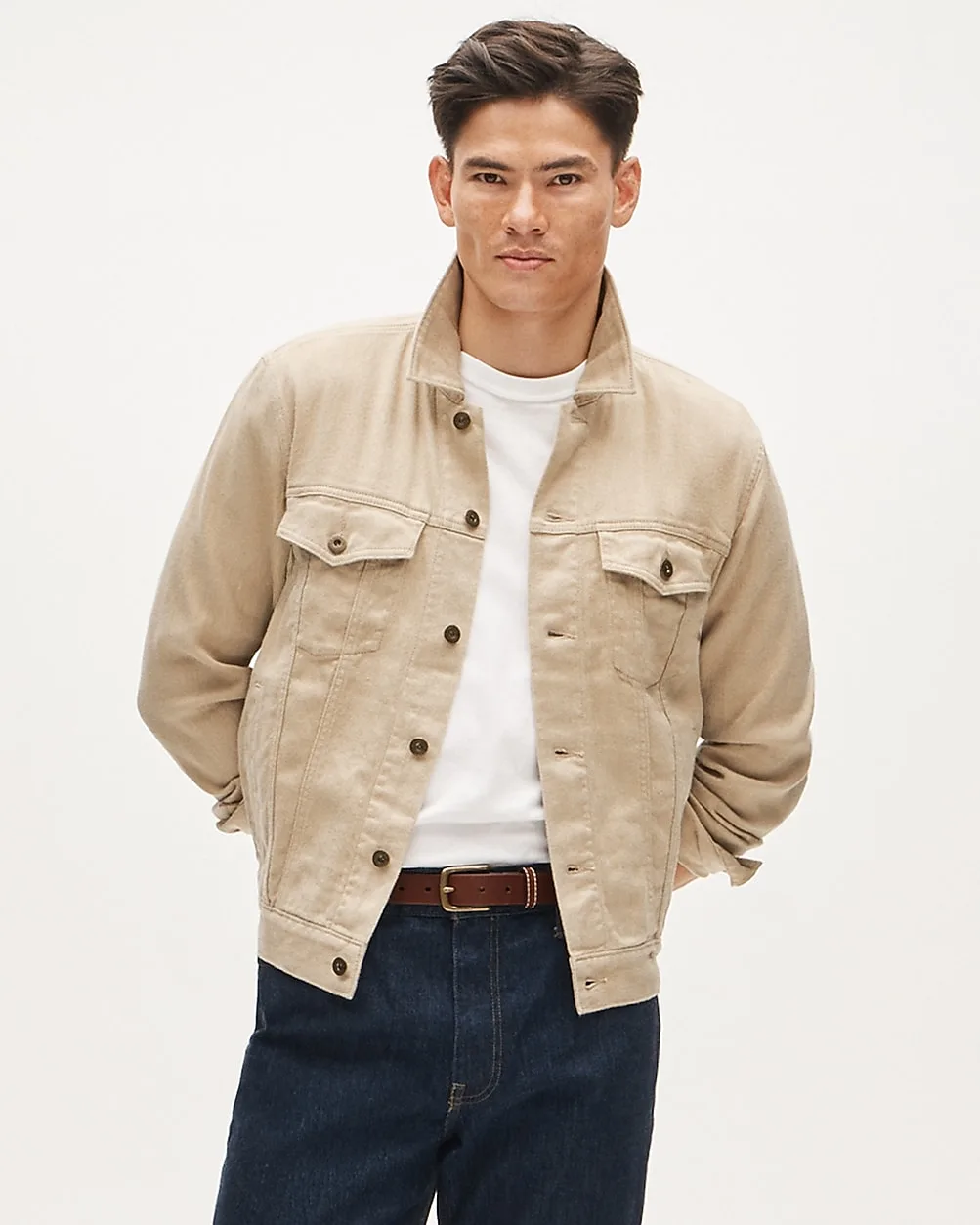 Trucker Jacket in Linen-Cotton Blend