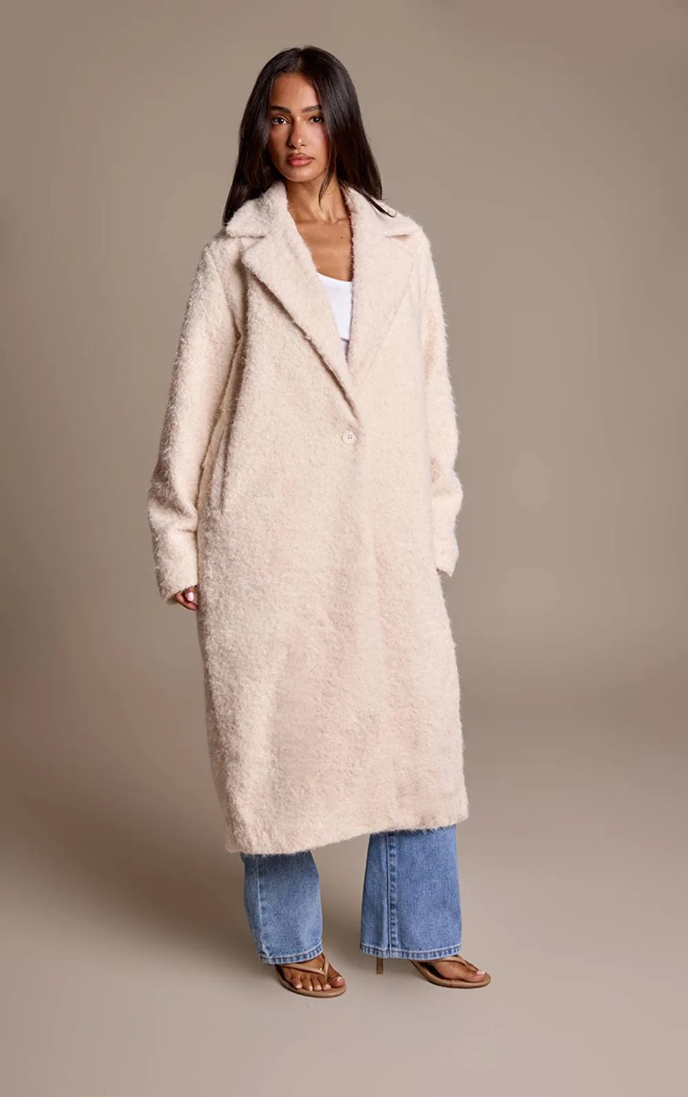 Borg Button Up Maxi Coat by PrettyLittleThing