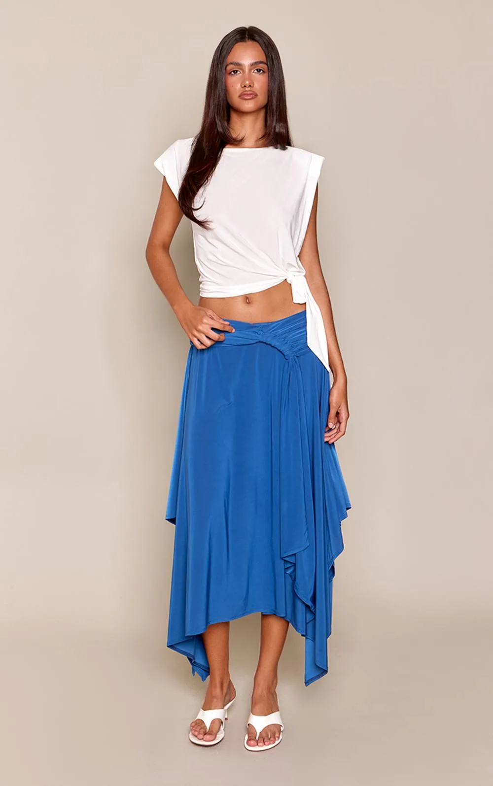 Twist Detail Slinky Midi Skirt