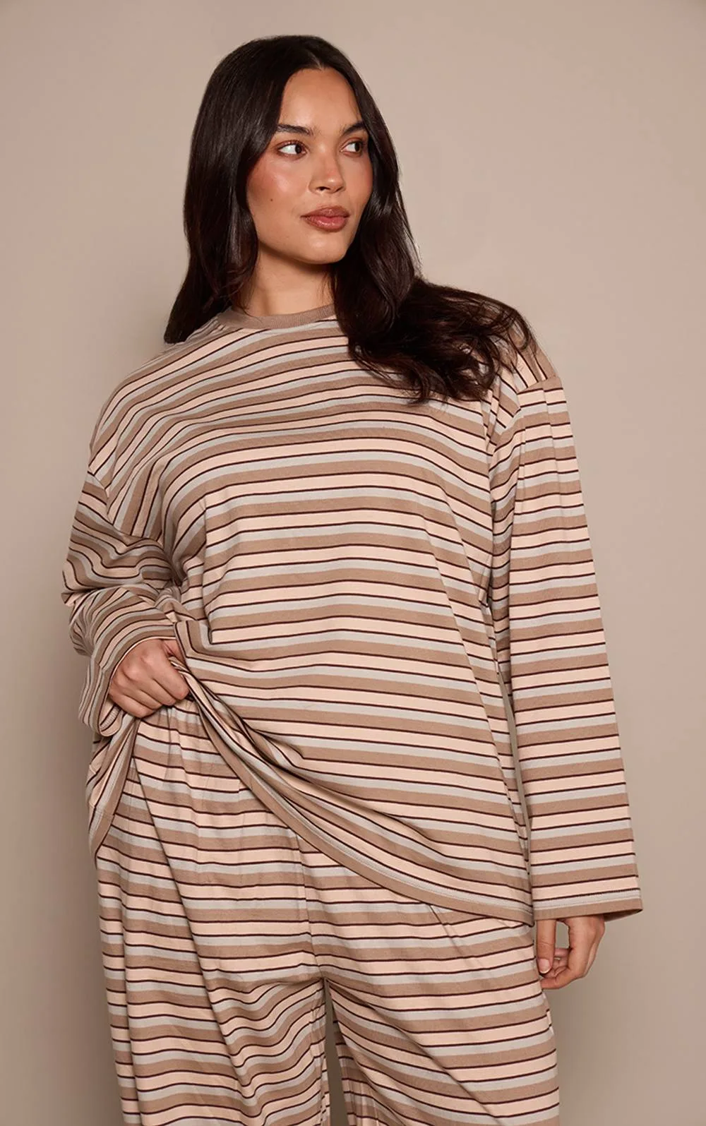 Plus Striped Long Sleeved Top Co-Ord by PrettyLittleThing
