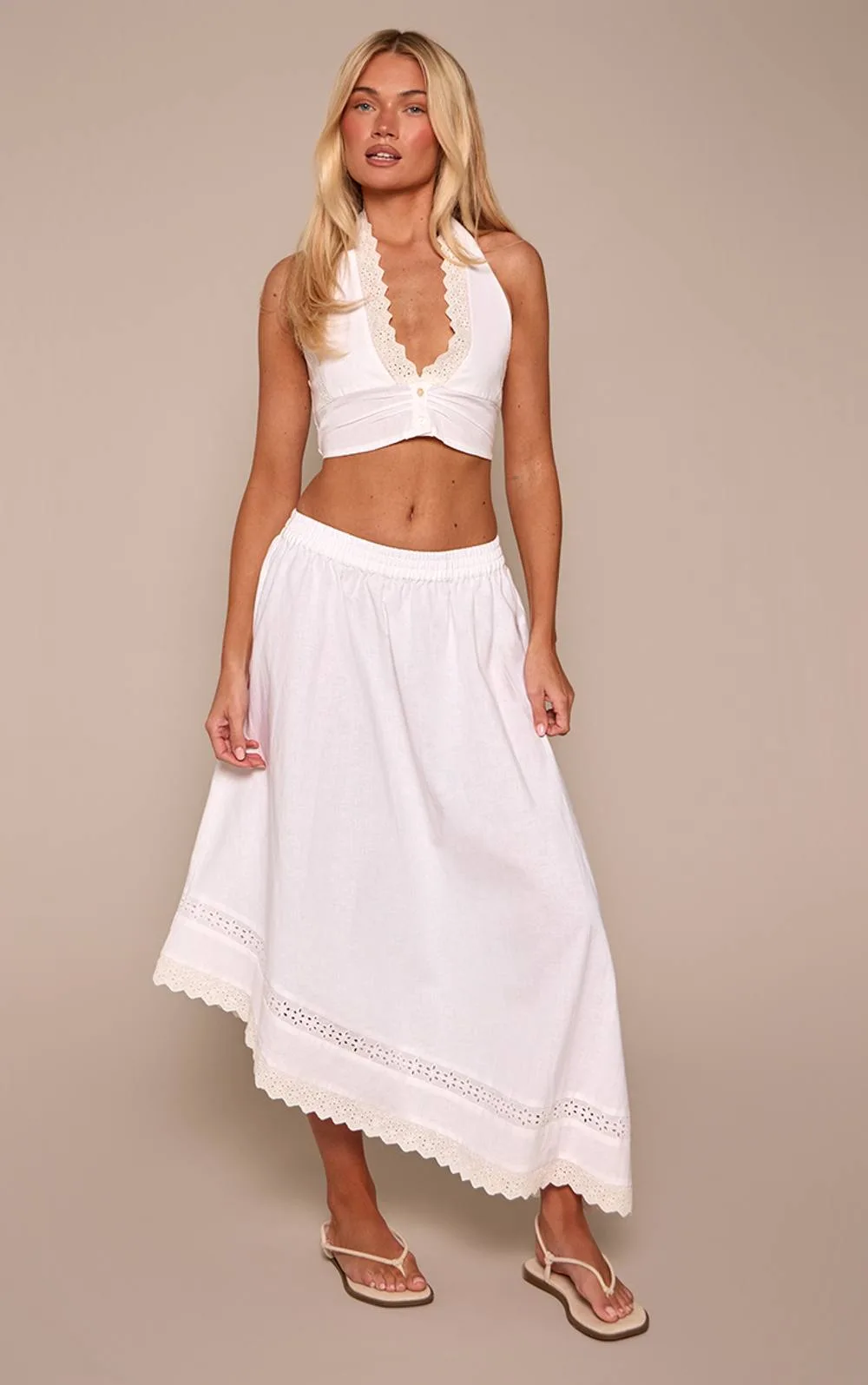 Cotton Embroidered Detail Maxi Skirt Co-Ord by PrettyLittleThing