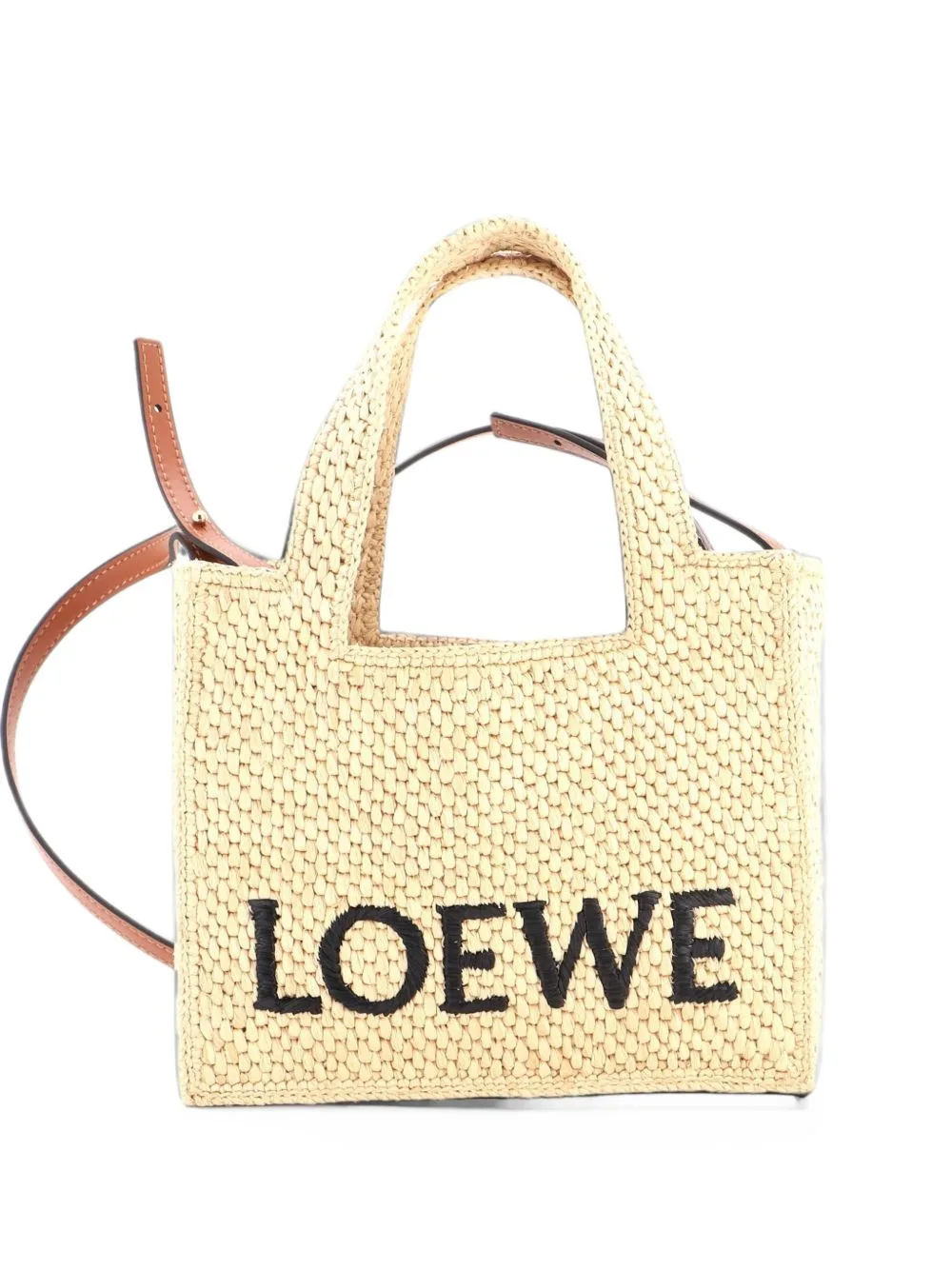 Paula's Ibiza Logo Convertible Raffia Mini Tote Bag