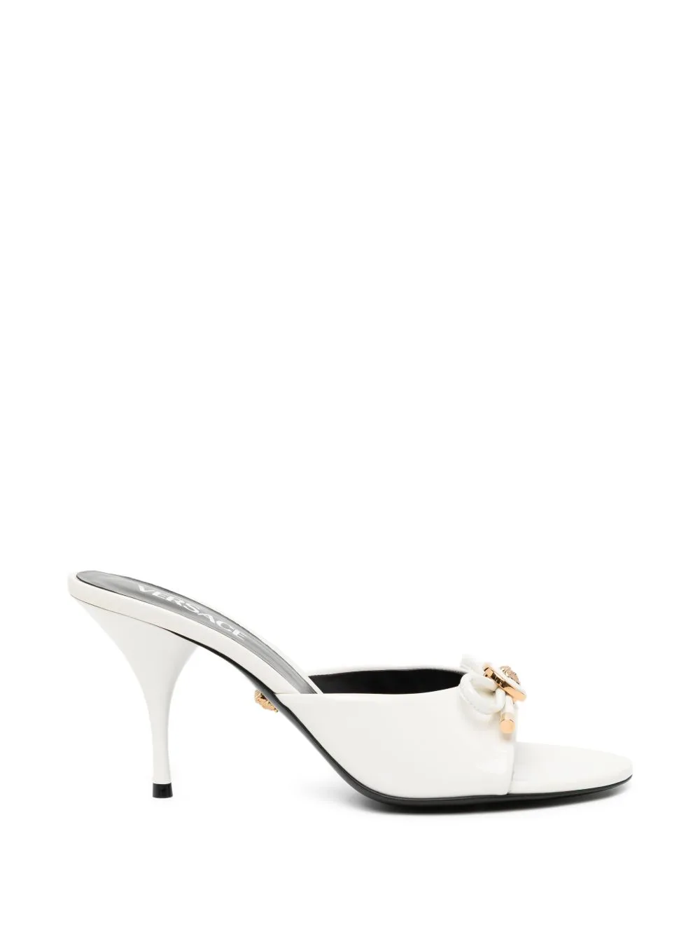 85mm Opera Bows Patent-Leather Mules by Versace