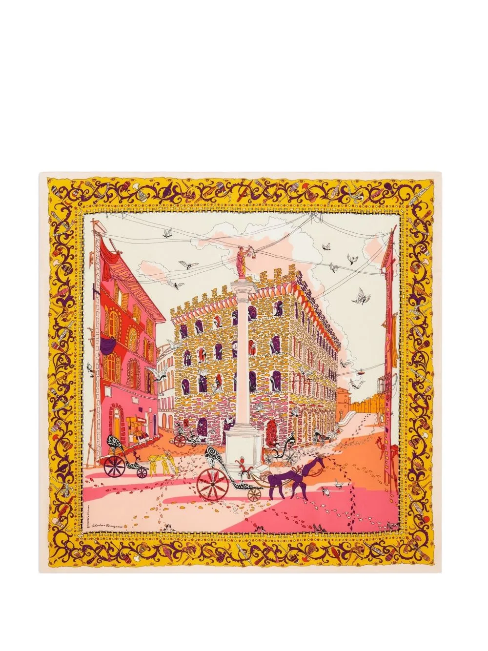 Palazzo Spini Feroni Print Silk Scarf by Ferragamo