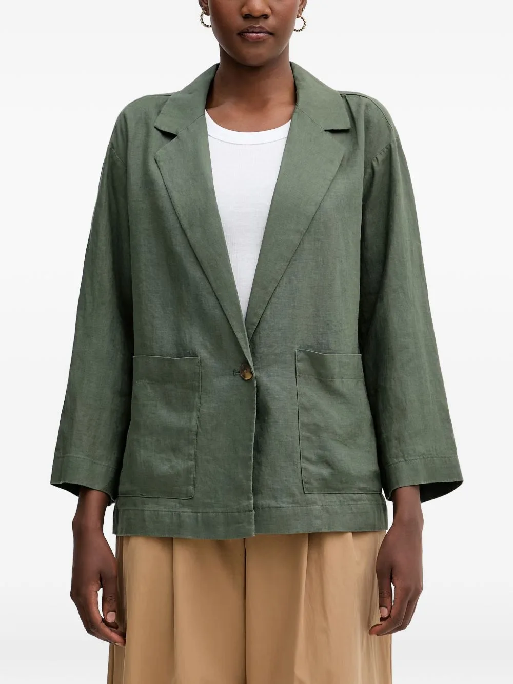 Single-Breasted Patch-Pocket Jacket by Benetton