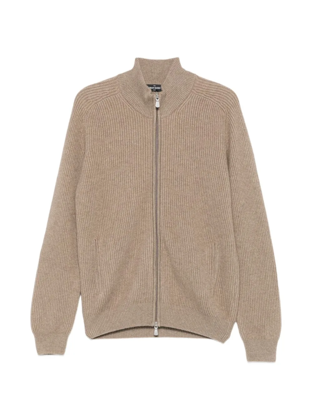 Ribbed-Knit Zip-Fastening Cardigan