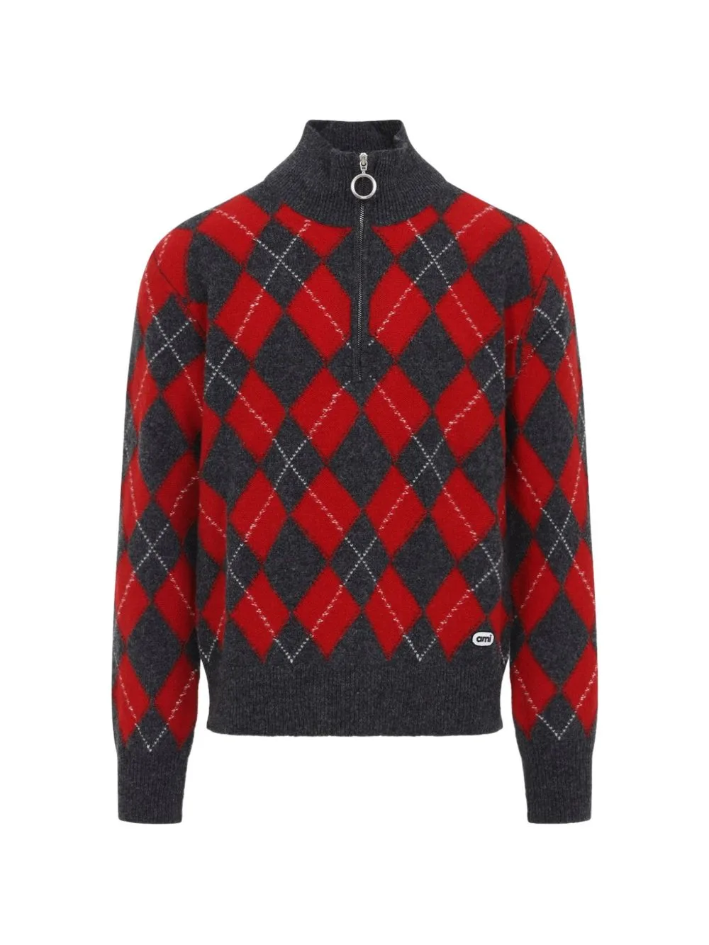 Argyle-Knit Half-Zip Sweater by AMI Paris