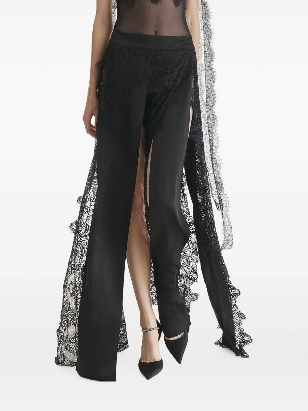 Lace-Trim Front-Slit Maxi Skirt by 2310 STUDIO