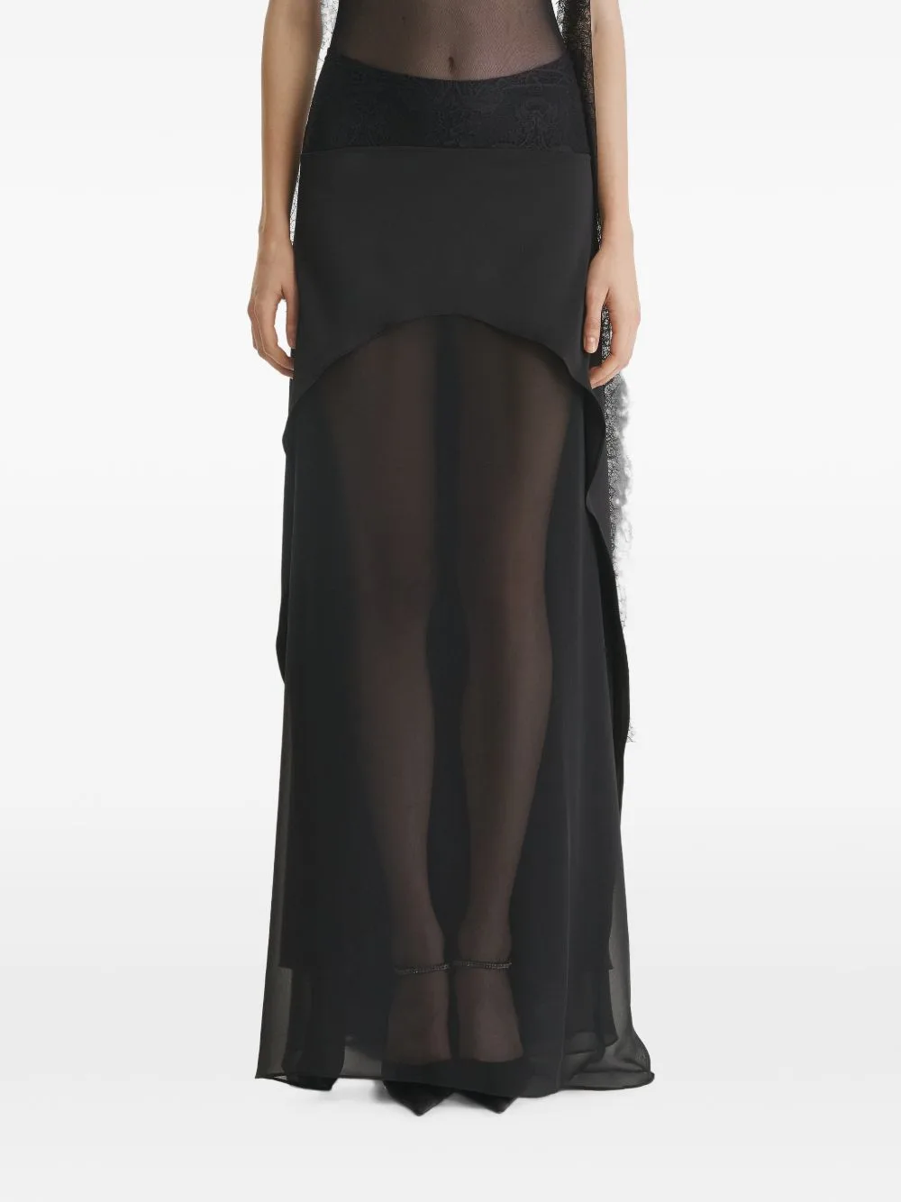 Lace-Trim Layered Maxi Skirt by 2310 STUDIO