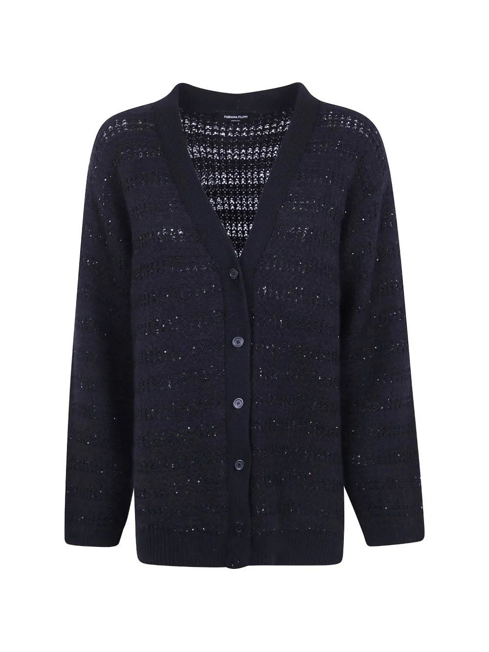 Sequin-Embellished Open-Knit Cardigan by Fabiana Filippi