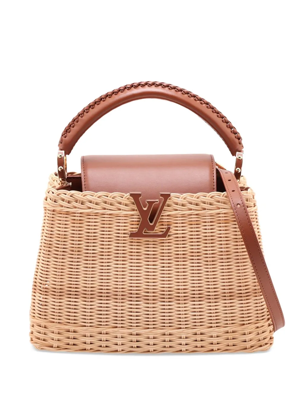 2021-2026 Mini Rattan and Smooth Calfskin Capucines Satchel by Louis Vuitton Pre-Owned