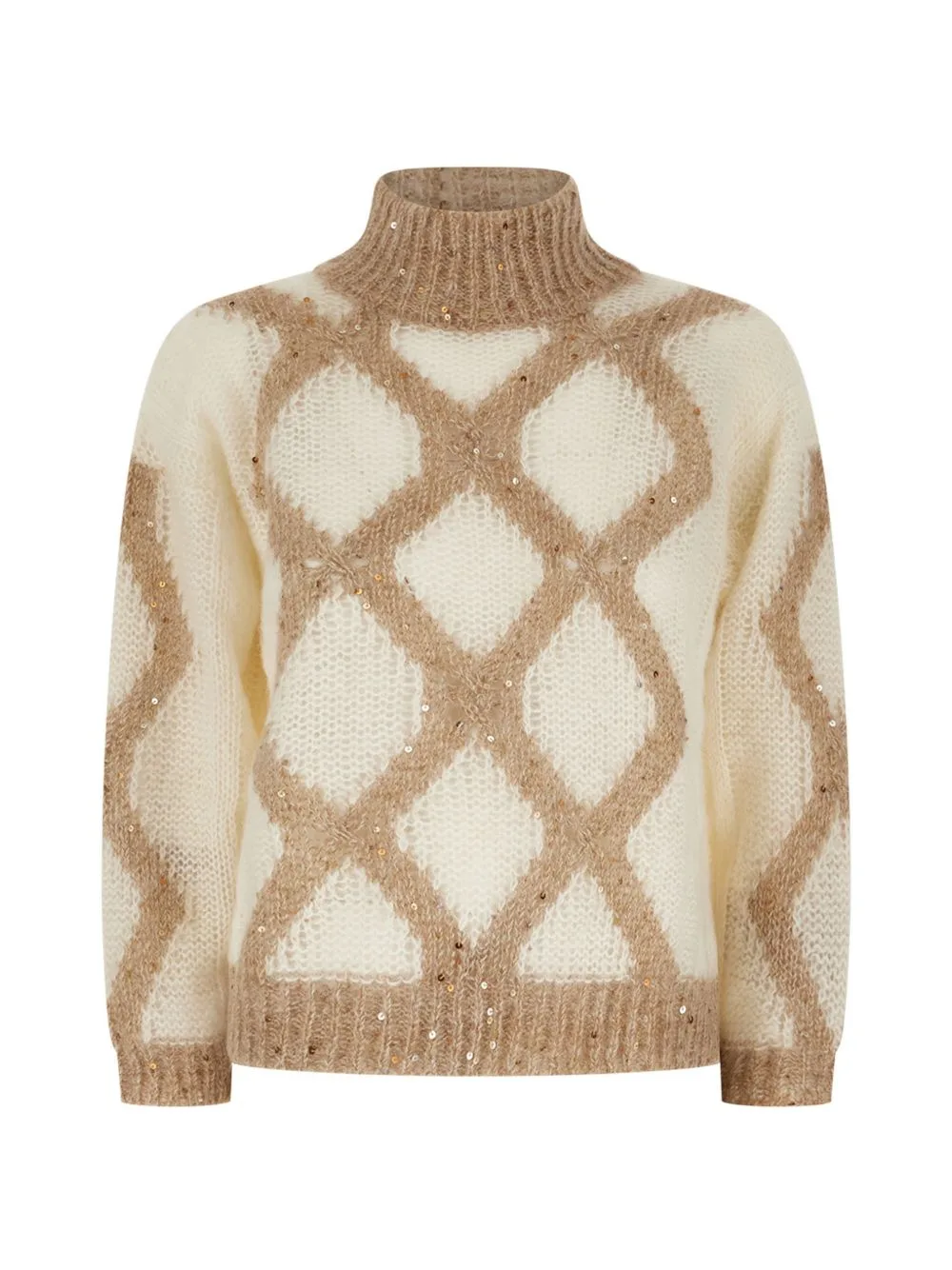 Sequin-Embellished Argyle Sweater by PANICALE