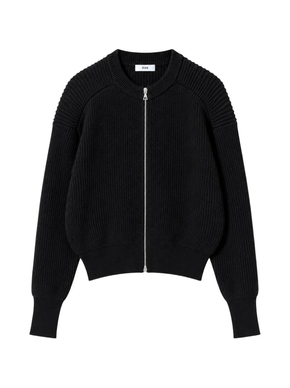 Fisherman-Rib Zip-Up Cardigan by Rier