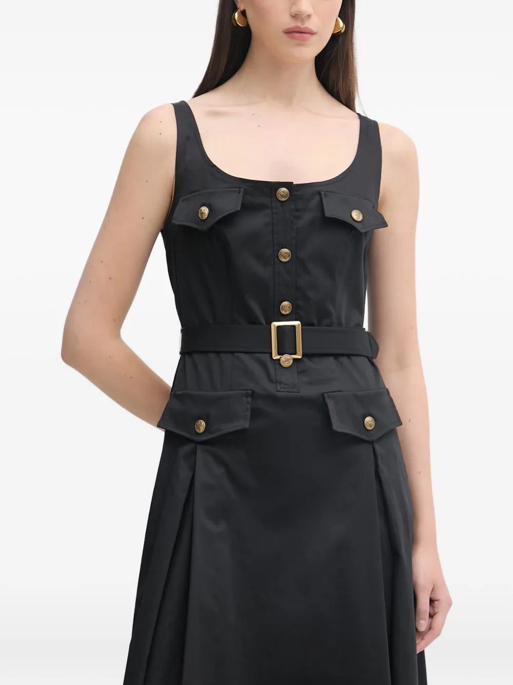 Poltrona Belted Button-Front Midi Dress by LUISA SPAGNOLI