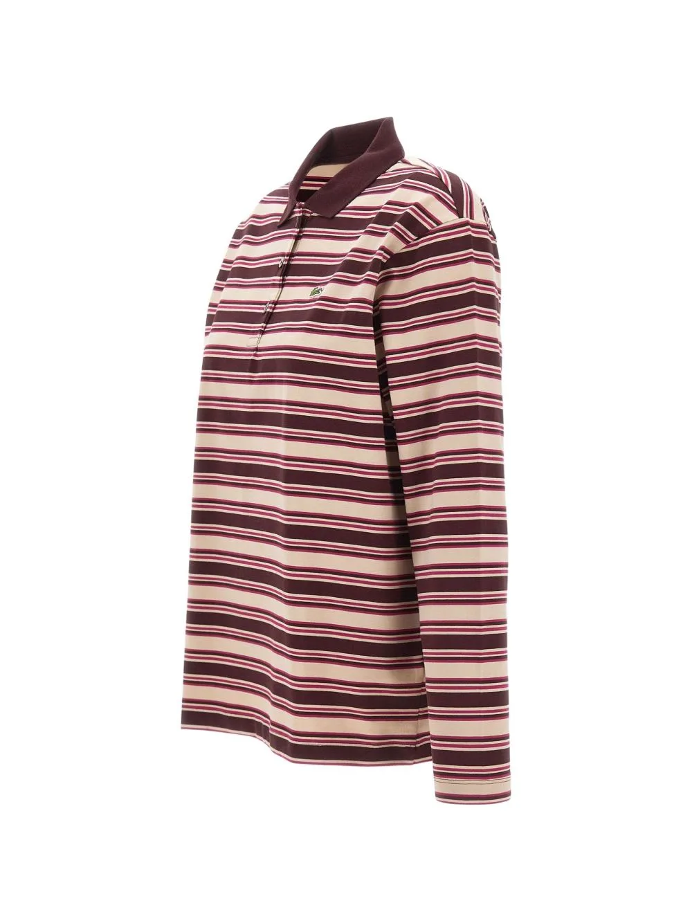 Oversized Striped Long-Sleeved Polo Shirt by Lacoste