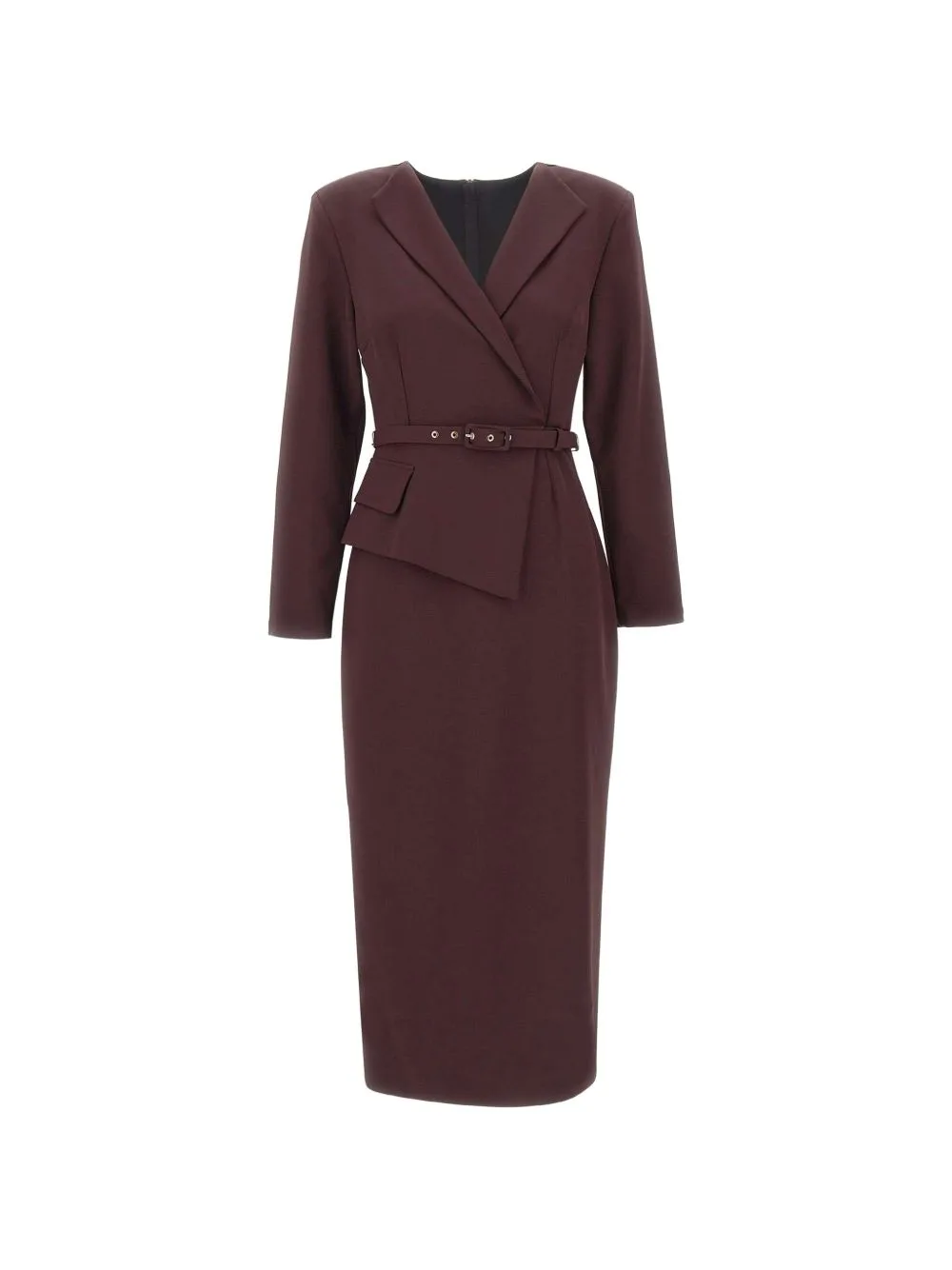 Asymmetrical Belted Midi Dress by NISSA