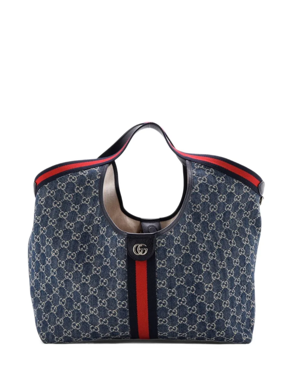 Giglio GG Denim Large Tote Bag by Gucci Pre-Owned