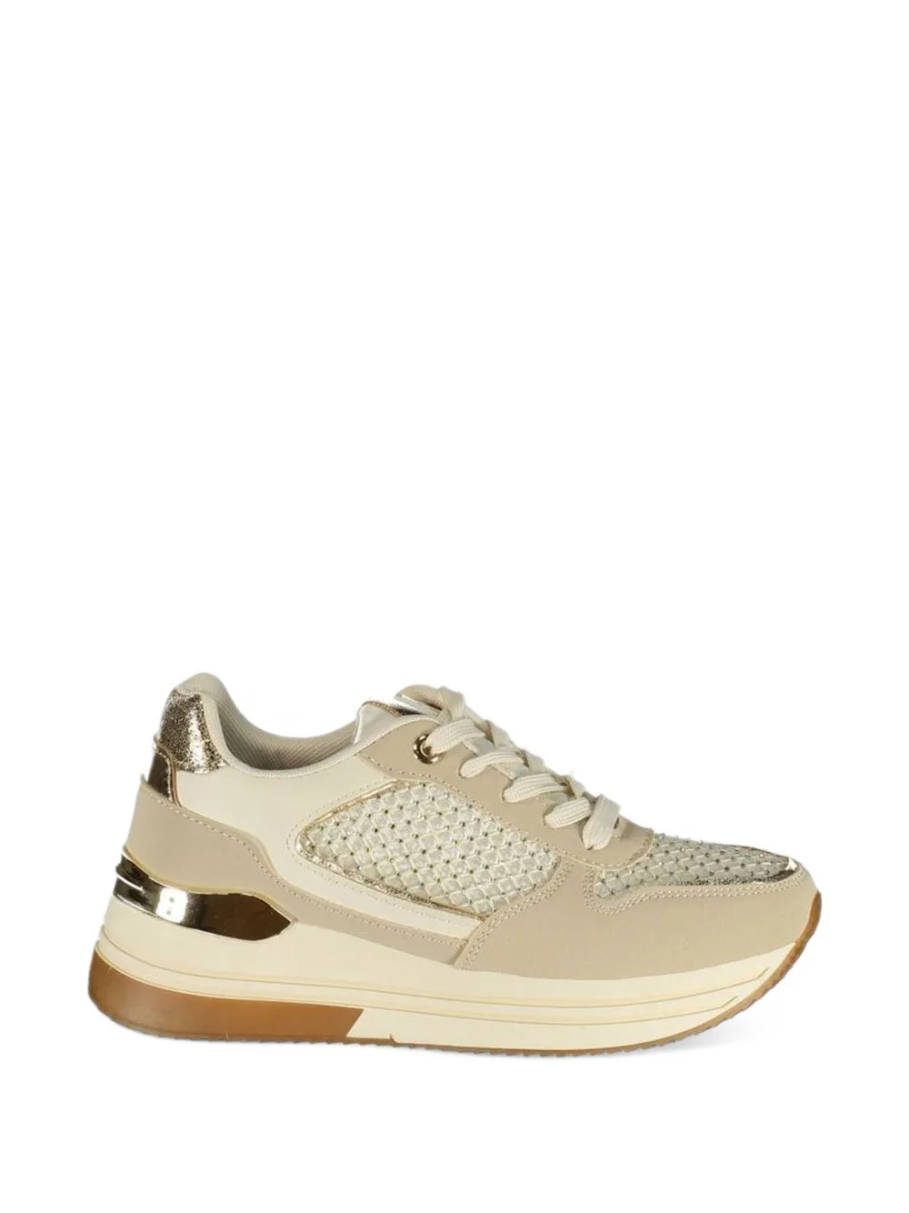 Crystal-Embellished Metallic-Panel Sneakers
