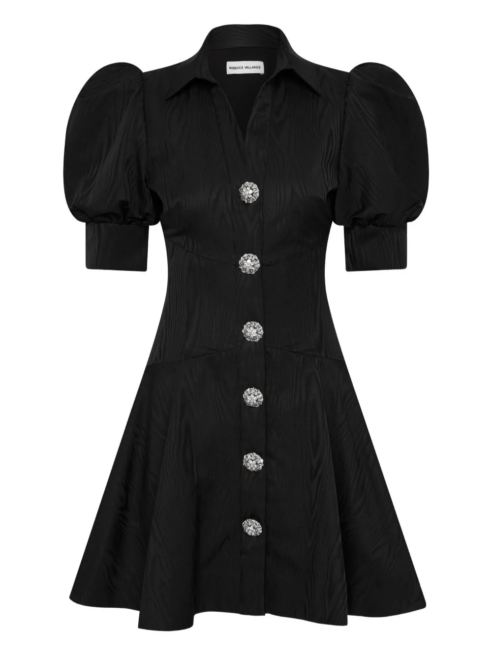 Narcissa Button Puff-Sleeve Mini Dress by Rebecca Vallance