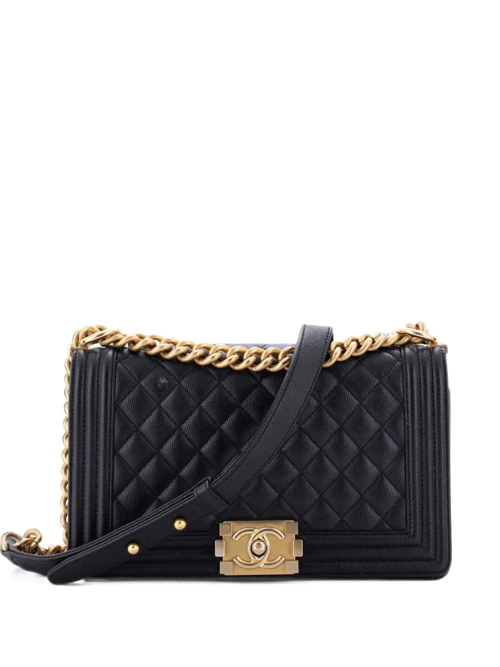 Boy Flap Bag Quilted Caviar Old Medium Crossbody Bag by CHANEL Pre-Owned
