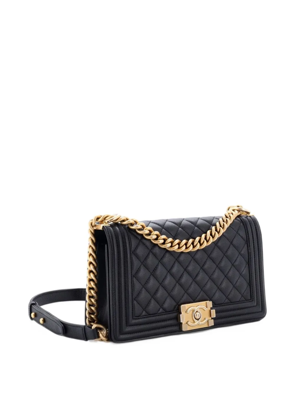 Boy Flap Bag Quilted Caviar Old Medium Crossbody Bag by CHANEL Pre-Owned