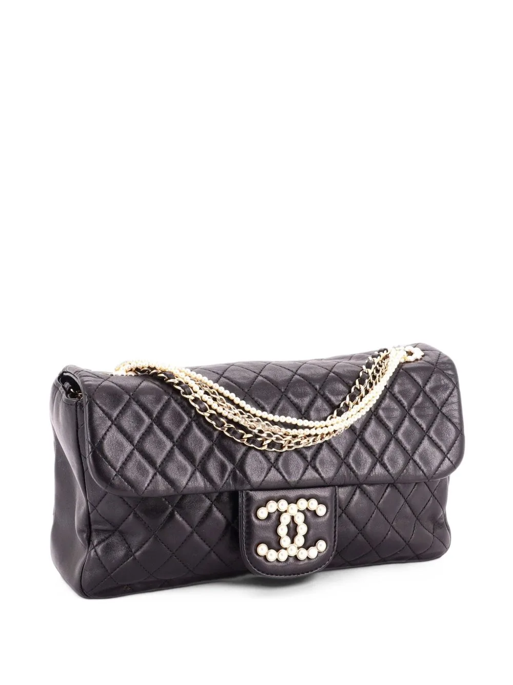 Westminster Pearl Chain Flap Bag Quilted Lambskin Medium Shoulder Bag by CHANEL Pre-Owned