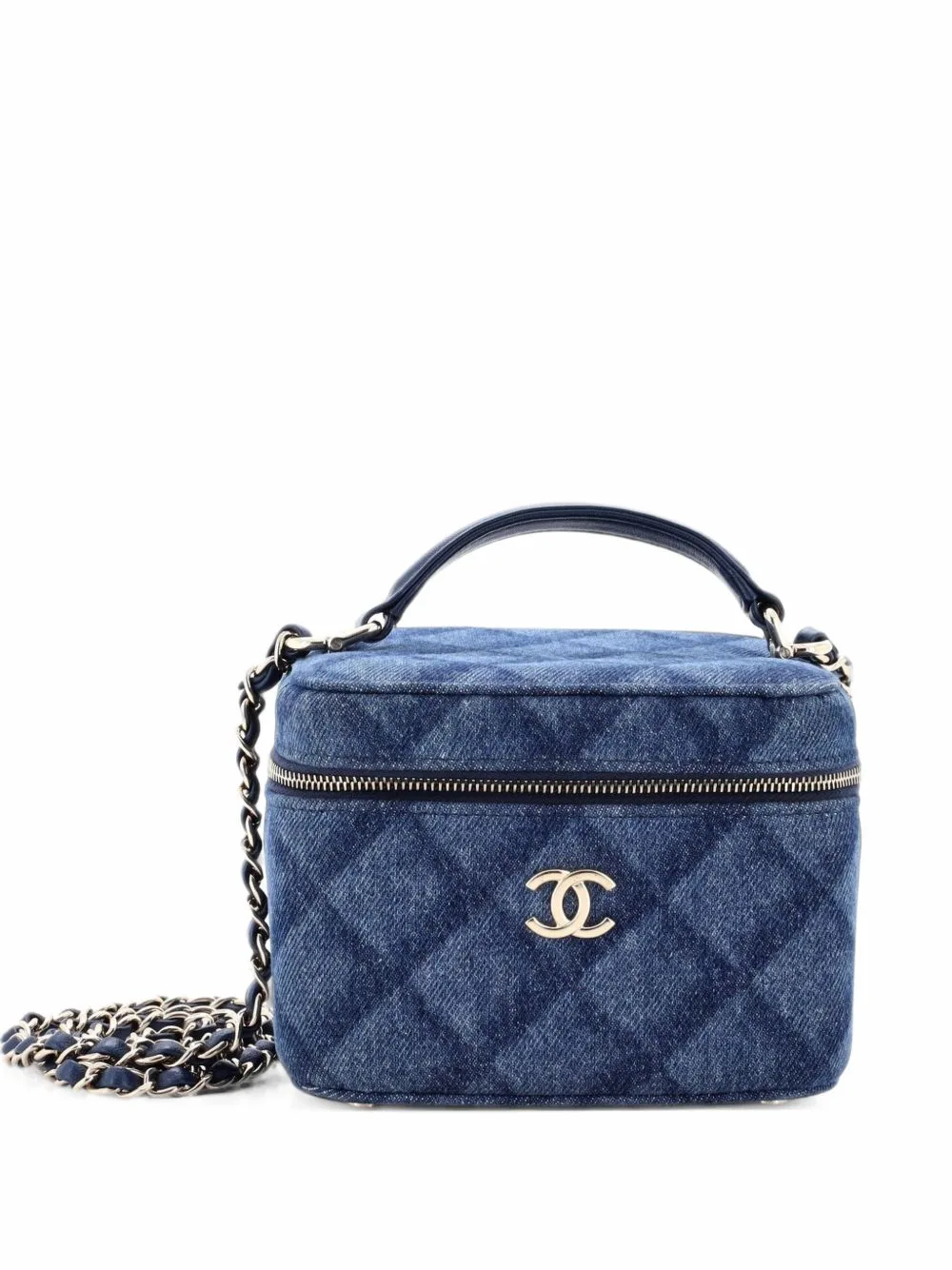 Vanity Case with Chain 3D Quilt Printed Denim Small Crossbody Bag by CHANEL Pre-Owned