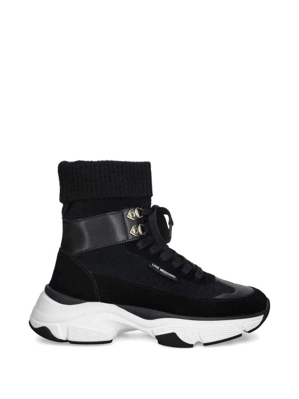 Lace-Up Sock-Detail Sneakers by Love Moschino