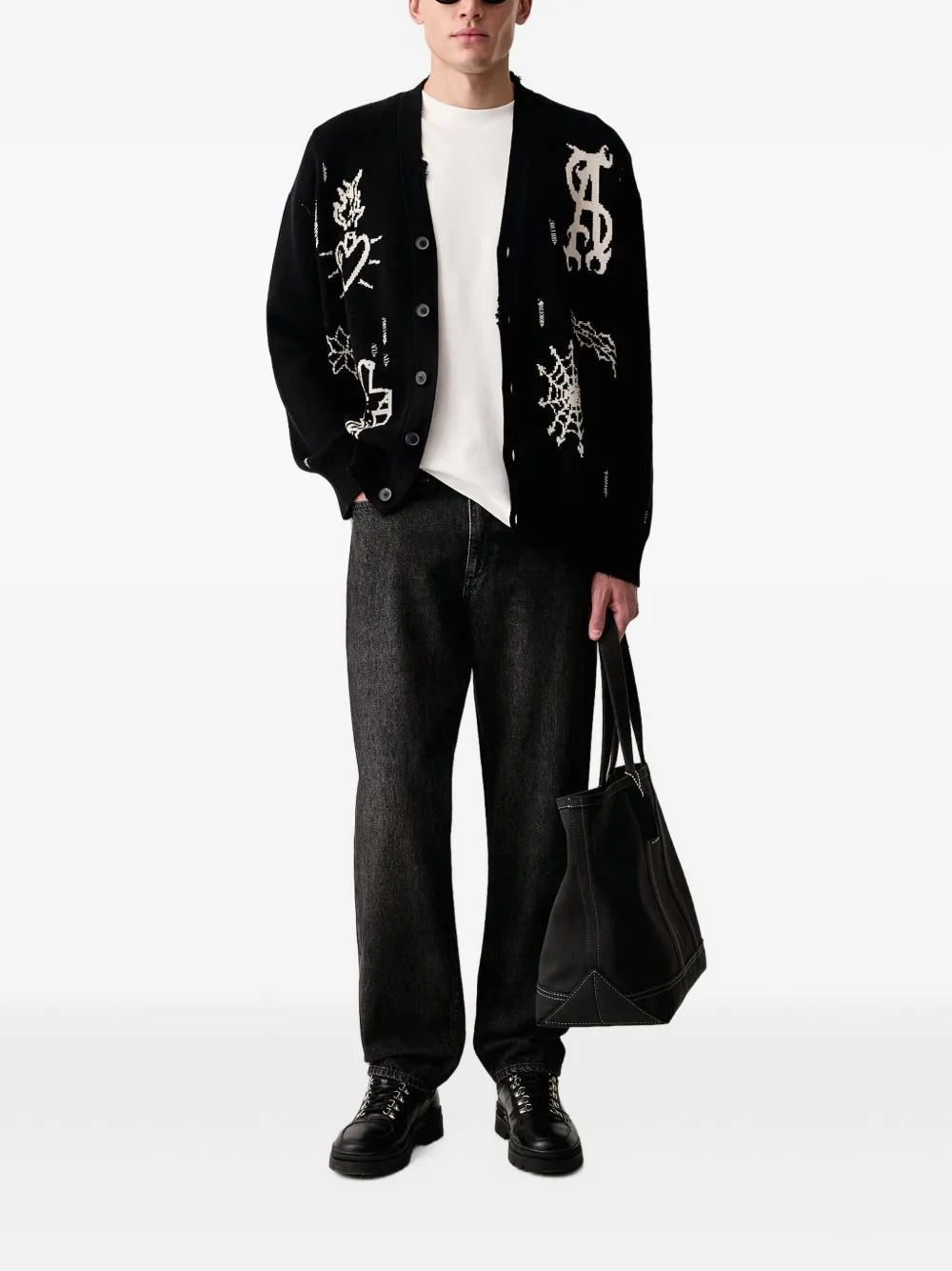 Staged Intarsia-Knit Cardigan by AllSaints