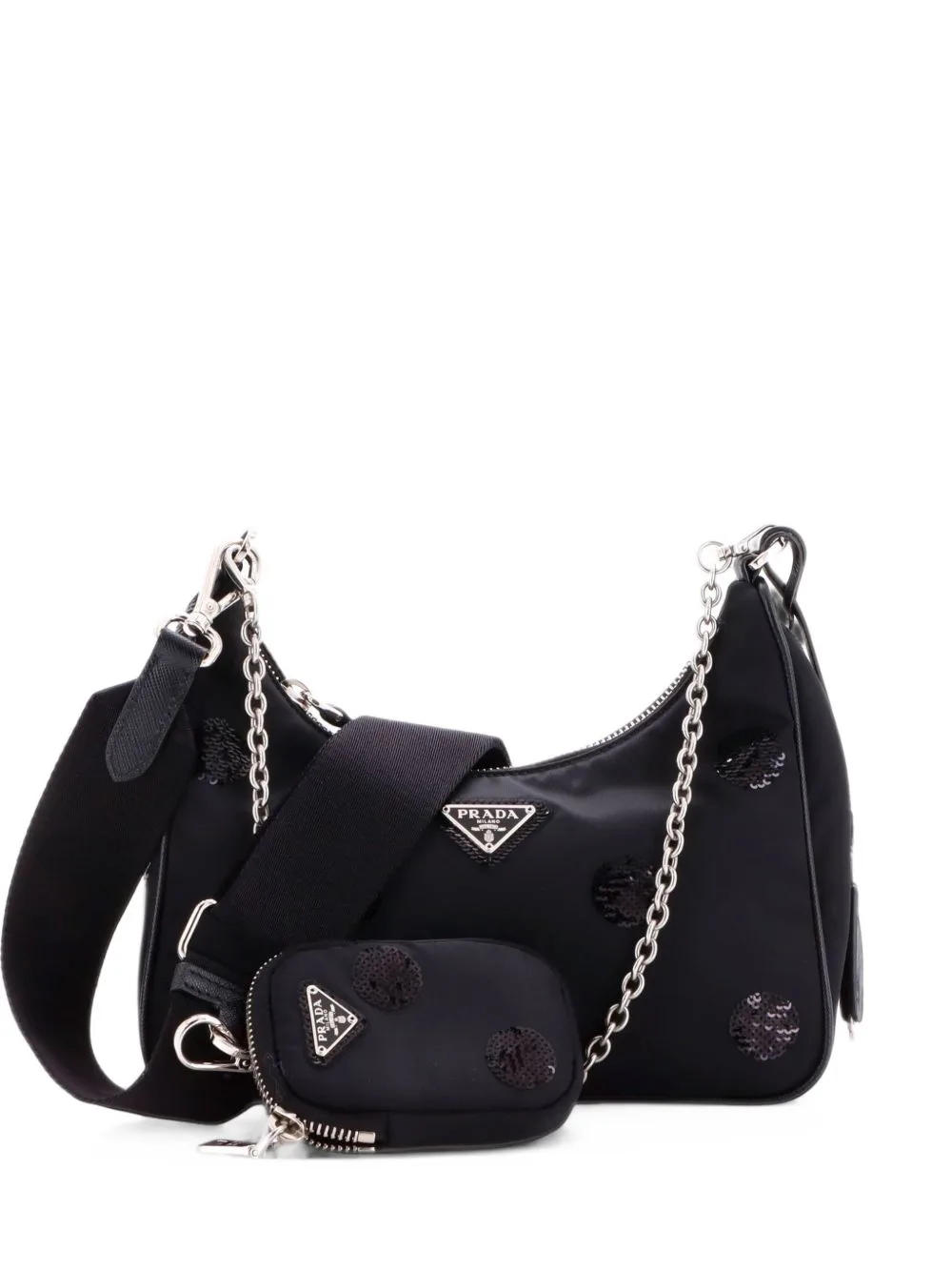 Re-Edition 2005 Sequin Embellished Tessuto Small Shoulder Bag by Prada Pre-Owned
