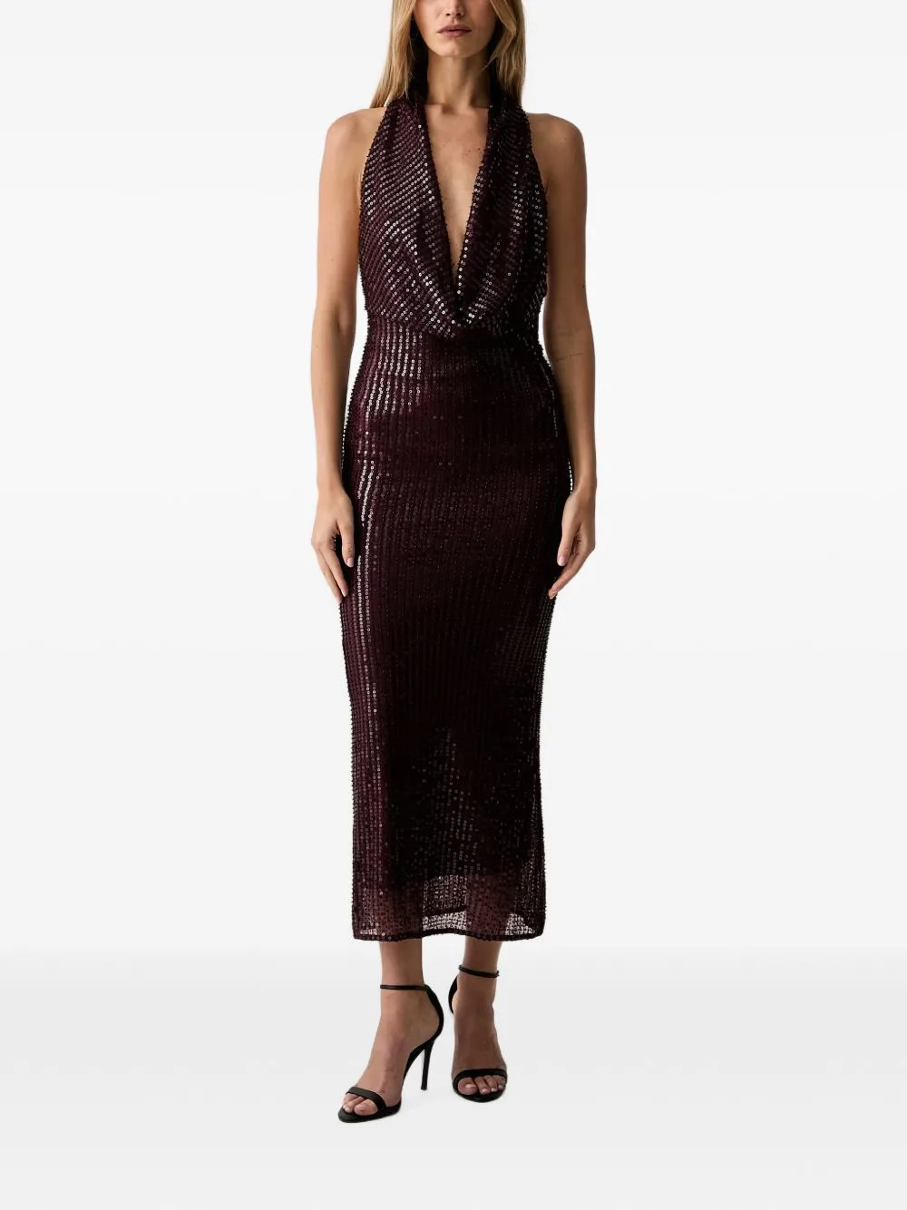 Nola Sequin-Embellished Halterneck Midi Dress by Bardot