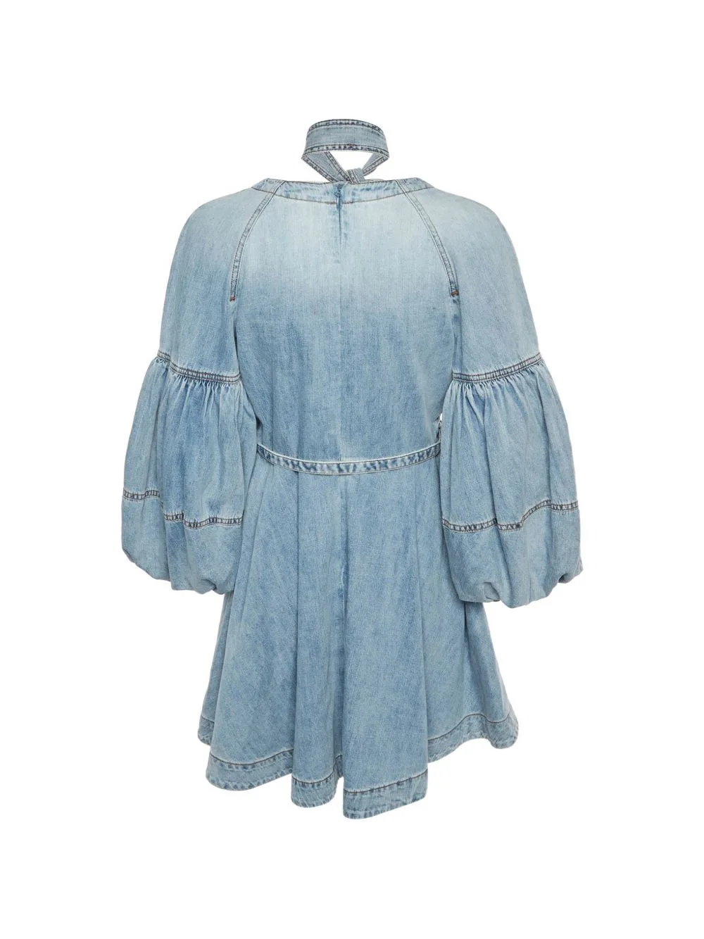 Puff-Sleeve Neck-Tie Mini Dress by ZIMMERMANN