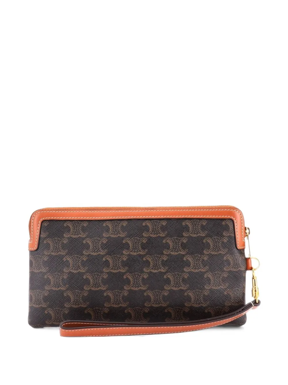 Zip Wristlet Triomphe Coated Canvas Pouch by Celine Pre-Owned