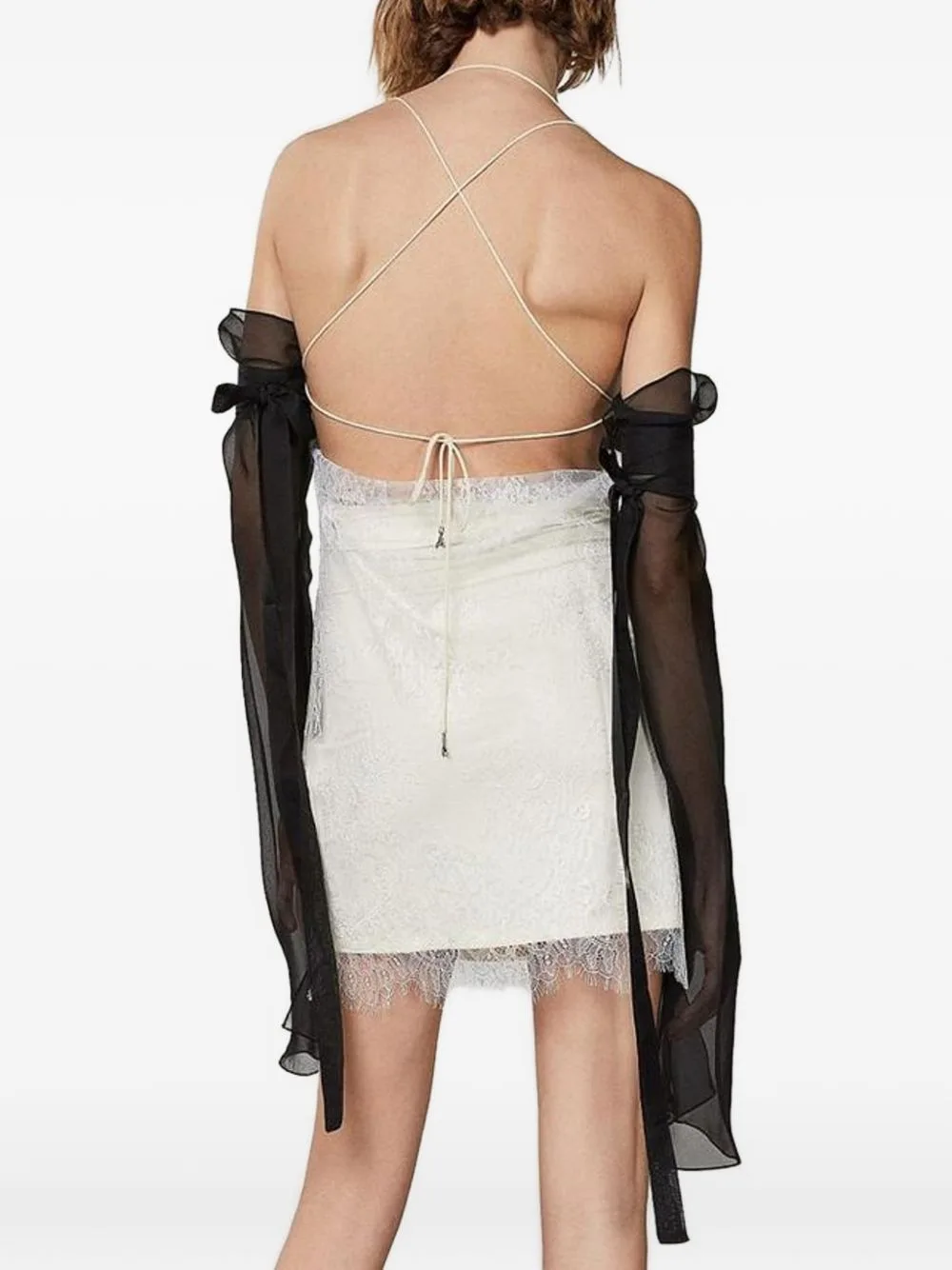 Lace-Overlay Open-Back Mini Dress by Patrizia Pepe