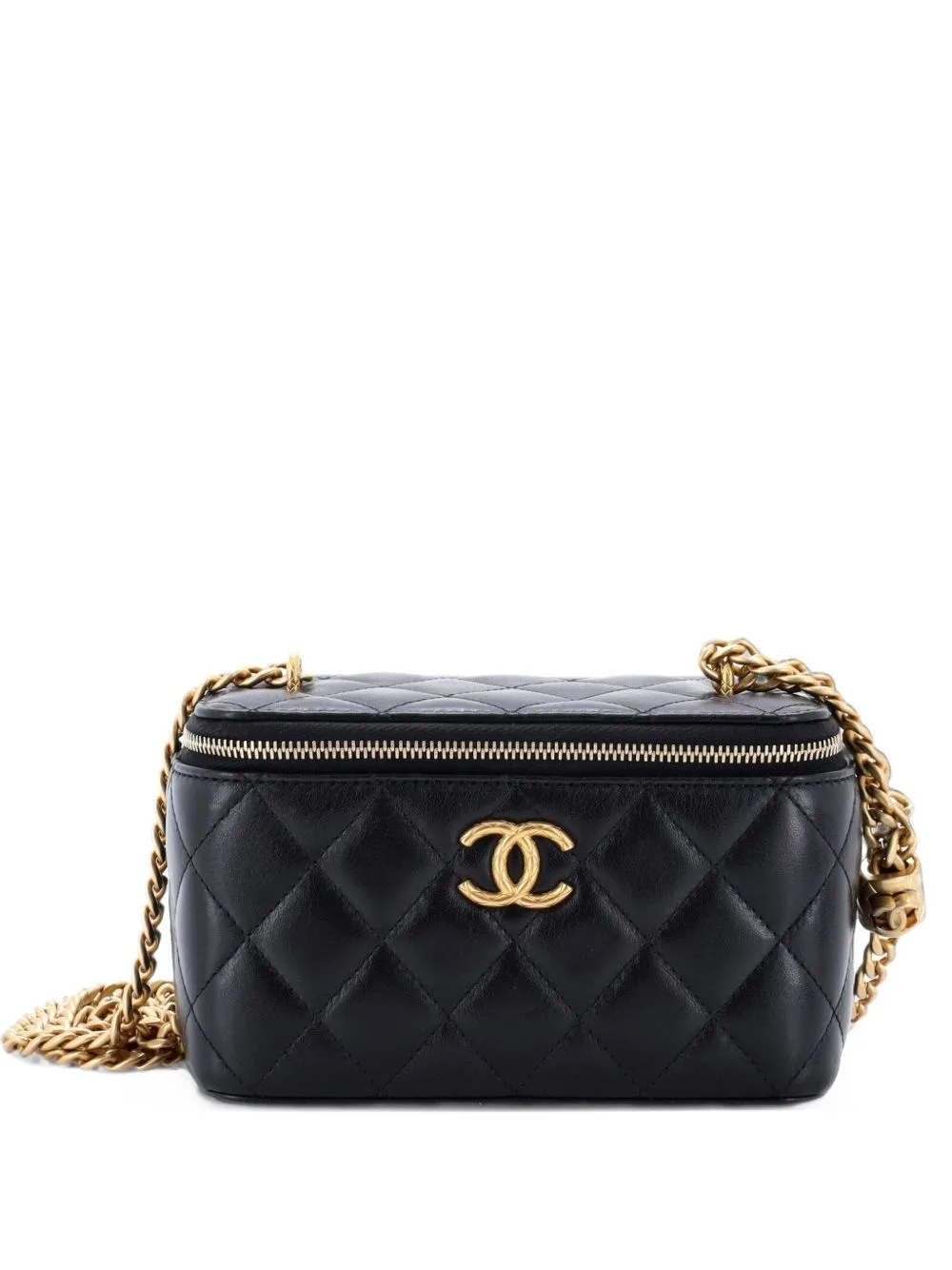 All Slide Long Vanity Case with Chain Quilted Lambskin Small Crossbody Bag by CHANEL Pre-Owned