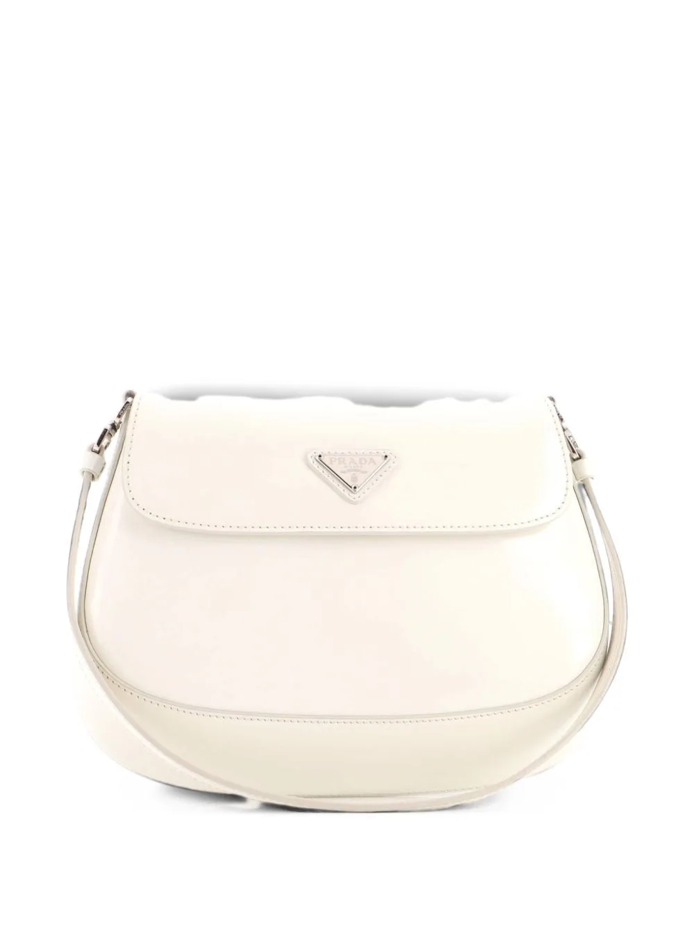 Cleo Flap Shoulder Bag Spazzolato Leather Small Hobo Bag by Prada Pre-Owned