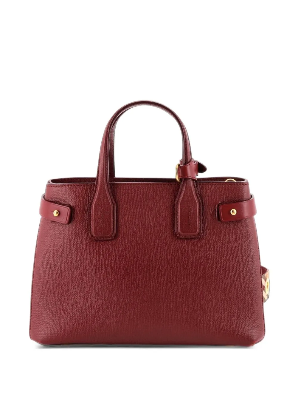 Banner NM Leather with Vintage Check Canvas Small Tote Bag by Burberry Pre-Owned