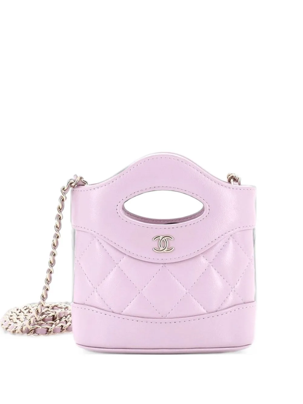 31 Shopping Bag with Chain Quilted Calfskin Micro Clutch Bag