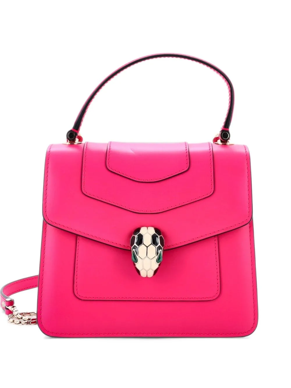 Serpenti Forever Top Handle Bag Leather Small Satchel by Bvlgari Pre-Owned