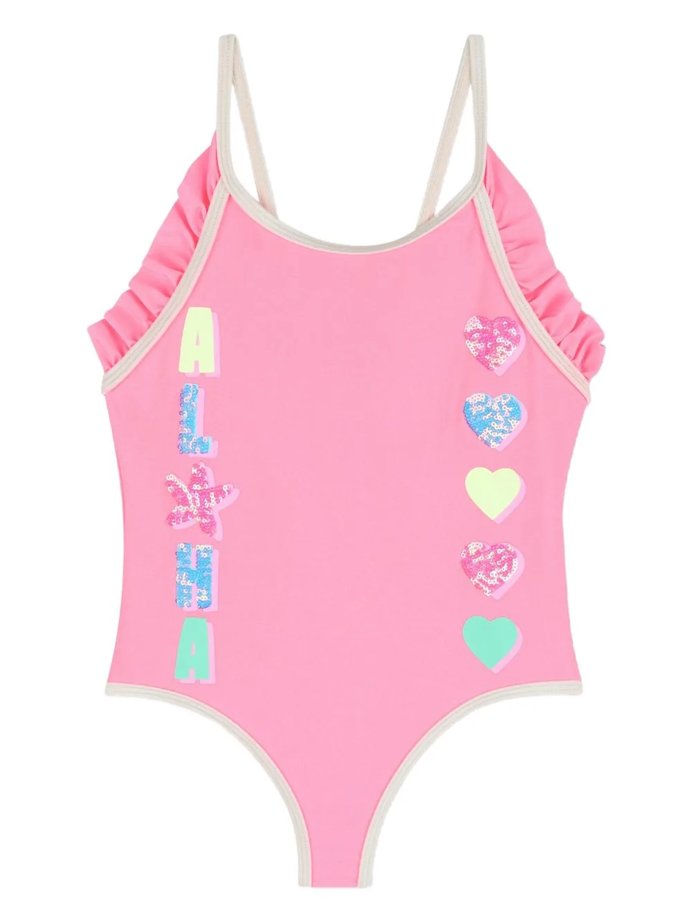 Ruffled-Detail Heart-Print Swimsuit by Billieblush