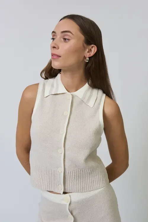 Celeste Tweed Yarn Collared Top by Central Park West