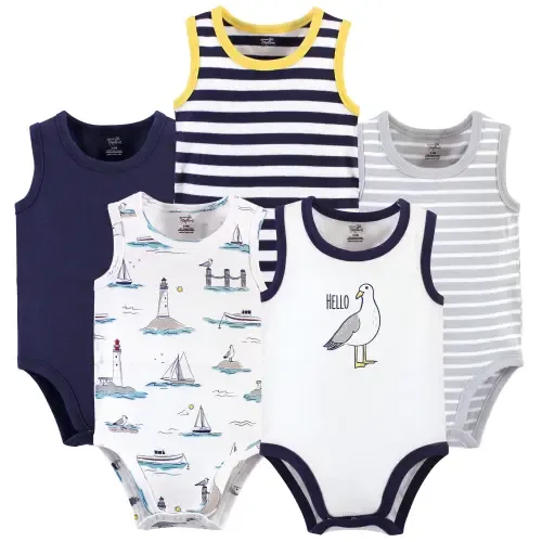 Five-Piece Organic Cotton Sleeveless Bodysuits by Touched by Nature