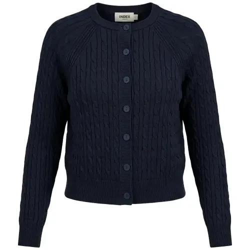 Cable Knit Raglan Sleeve Button Front Cardigan by Index
