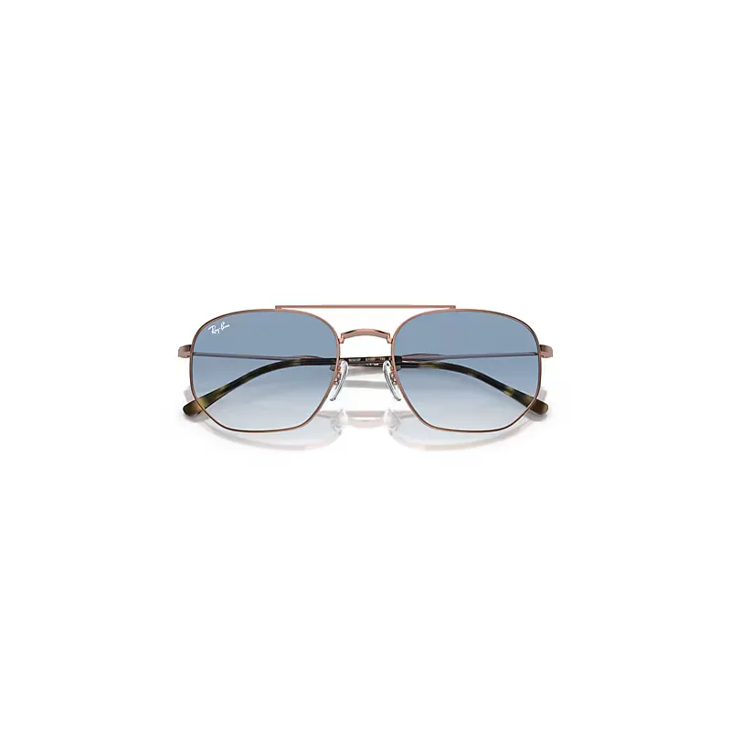 Rb3707 Sunglasses Rose Gold Frame Blue Lenses by Ray-Ban