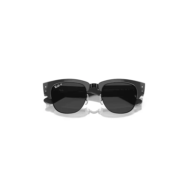 Mega Clubmaster Sunglasses Grey Frame Black Lenses Polarized by Ray-Ban