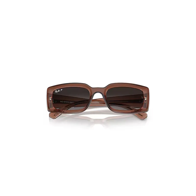 Kiliane Bio-Based Sunglasses Transparent Brown Frame Grey Lenses Polarized by Ray-Ban